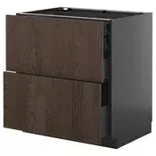 METOD / KNIVSHULT Pod.orm.2front/2dnj/1srd/1vis.fiok, Crnosiva/Sinarp smeda, 80x60 cm