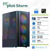PCPLUS Storm i7-10700F 16GB 1TB NVMe SSD GeForce RTX 4060 DDR6 8GB RGB Windows 11 Home gaming namizni računalnik