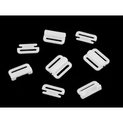 15 mm široki plastični gumbi za zapenjanje kopalk - beli (20 parov)