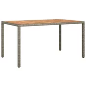 vidaXL Vrtna jedilna miza Siva 150x90x75 cm Poli Ratan