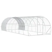 vidaXL Hiša za kokoši Srebrna 800 x 300 x 200 cm Pocinkano jeklo