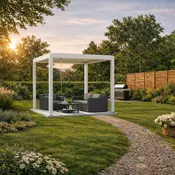 Bioklimatska pergola Ancora — Ročni/3 x 3 m/Bela/Samostoječa