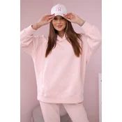 Insulated set with a hood of powder pink melange