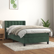Greatstore Box spring postelja z vzmetnico temno zelen 90x190 cm žamet