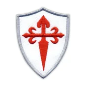 shumee Našitek Rdečega križa svetega Jakoba na belem ščitu - Prišiven - Vezen našitek/značka/emblem