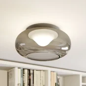 Lucande LED stropna svetilka Mijo, O 43 cm, dimno siva, steklo - spalnica - Sodobni - dimno siva, krom