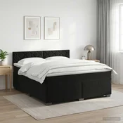 vidaXL Postelja boxspring z vzmetnico Črna 160 x 200 cm Žamet