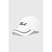 Bombažna bejzbolska kapa Karl Lagerfeld bela barva, 245W3408