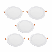 5x ALU LED vgradni panel okrogli 18W nevtralno beli 4000K