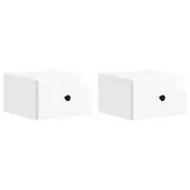 vidaXL Stenski nočni omarici 2 pcs Bela visok sijaj 34,5 x 33 x 20 cm