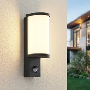 Lucande Jokum LED zunanje stensko svetilo, IP54, senzor - Sodobni - grafit (RAL 840-M), bela - Kovina