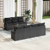 Sjedeća garnitura za vrt 8 kom. Crna poliratan 230 x 62 x 69 cm