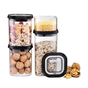 slomart Set 4 PANTRY posod, Črna, Prozorna, Bela