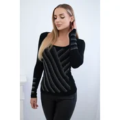 Knitted blouse with zircons motif black