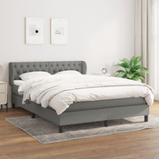 Greatstore Box spring posteljni z vzmetnico temno siv 140x190 cm blago