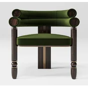Casa Padrino luxury dining chair with armrests green/dark brown/brass 69 x 63 x H. 72 cm - Kitchen chair with elegant velvet fabric - Dining room furniture - Luxury furniture