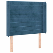 Vidaxl Vzglavje z ušesi temno modro 93x16x118/128 cm žamet