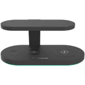 CANYON WS-501 5in1 Wireless charger, with UV sterilizer, with touch button for Running water light, Input QC24W or PD36W, Output 15W/10W/7.5W/5W, USB-A 10W(max), Type c to USB-A cable length 1.2m, 188*90*81mm, 0.249Kg, Black - CNS-WCS501B