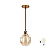 BRILAGI -LED Luster na sajli RETRO GLASS 1xE27/60W/230V O 18 cm zlatna/dimljeno-smeda
