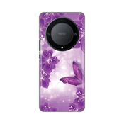 Silikonska maska za Honor Magic 5 Lite Butterfly And Flowers Print ljubičasta