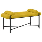 Vidaxl Klubska klop z gumbi in vzglavniki Rumena 110 x 40 x 46 cm