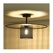 Duolla - Plafonski luster TOKYO RATTAN 1xE27/15W/230V, precnik 50 cm, crna/srebrna