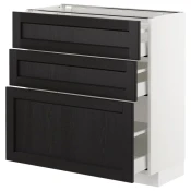 METOD / MAXIMERA Podni ormaric s 3 fioke, bela/Lerhyttan crno bajcovano, 80x37 cm