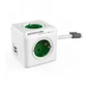 Allocacoc PowerCube Ext.USB 4xSchuco+2USB-5V/2.1A,1.5m, zelena, 1402GN/DEEUPC