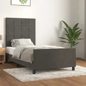 shumee vidaXL Posteljni okvir brez vzmetnice, temno siv, 100x200 cm, žamet