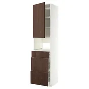 METOD/MAXIMERA Visoka omara za vgrad gspd aparate, bela/Sinarp rjava, 60x60x240 cm
