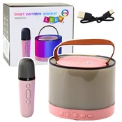 Karaoke komplet Zvucnik Mikrofon Bežicni K52 RGB Bluetooth Roza