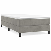 Greatstore Box spring postelja z vzmetnico svetlo siva 90x200 cm žamet