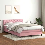 vidaXL vidaXL Box spring postelja z vzmetnico roza 160x210 cm žamet, (21791947)