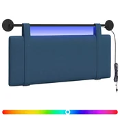 Vidaxl Viseče vzglavje postelje Z LED svetlobo Modra Blago