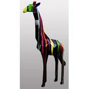 Casa Padrino luxury designer decorative sculpture giraffe black/multicolored H. 200 cm - Huge garden sculpture - Life size sculpture - XXL decorative sculpture - XXL decorative animal figure