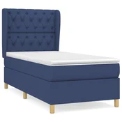 Vidaxl Box spring postelja z vzmetnico modra 80x200 cm blago
