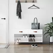 Vidaxl vidaXL Klop s prostorom za čevlje, bela, 102x35x55 cm