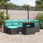 vidaXL vidaXL Komplet za jedilnico v vrtu z blazino 7 pcs Črna in Teal, (5000134207)