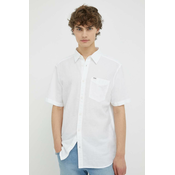 Lanena košulja Wrangler boja: bijela, regular, s klasicnim ovratnikom