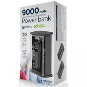 Gembird PB09-TQC3-01 Eksterana baterija, 9000 mAh, Crna