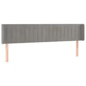 Vidaxl Vzglavje z ušesi svetlo sivo 183x16x78/88 cm žamet