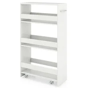 Costway Voziček za shranjevanje 20 cm 4-nadstropni kuhinjski voziček z napajalno postajo ročajem in ograjo bel