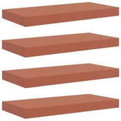 Vidaxl Stenska polica 4 szt. Rdeča 50 x 23 x 4 cm Konstruiran les