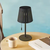 Lindby LED-sončna namizna svetilka Hilario, črna, železo, akumulator - Kovina