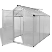 VIDAXL okrepljeni aluminijasti rastlinjak z osnovnim okvirjem, 4.6m2