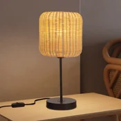 Namizna svetilka Forlight Cortic, svetlo rjava, ratan, višina 41,5 cm - Dnevna soba/jedilnica - svetlo rjava, črna - Les