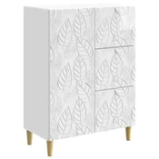 Vidaxl Strani šal Bela visok sijaj 66 x 34,5 x 90 cm Inženirski les