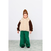Otroška jakna Tinycottons COLOR BLOCK POLAR SHERPA HOODIE bež barva, AW25-362