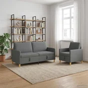 vidaXL Sofa set z shrambo 2 pcs Temno siva Poliester