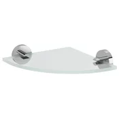 X-ROUND steklena polica vogal, četrtkrožna 200x200 mm, krom/čisto steklo - Chrome - 220x55x220 mm - Sapho - X-ROUND - Medenina; steklo - 220 - Polica: vogal - Krožni - 220 - 55 - 220 - 14